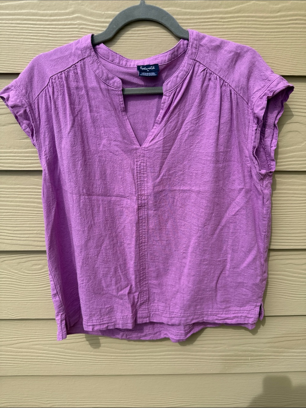 Splendid Lavender Linen Blend Cap Sleeve Top
